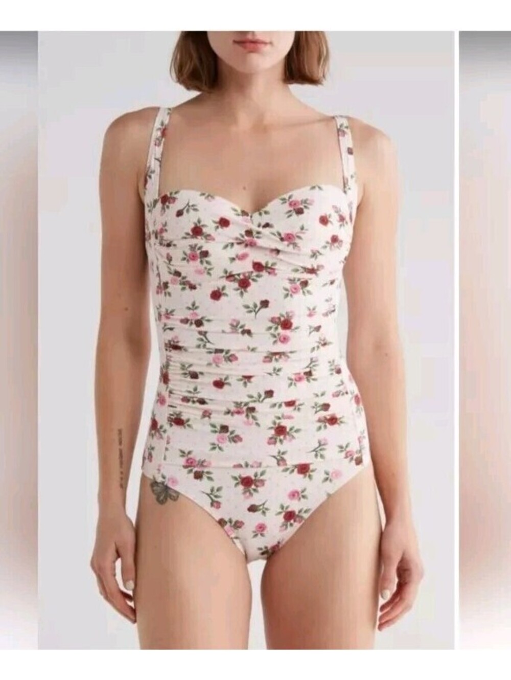 Betsey Johnson Small Pink Roses One Piece Betsey Swim Suit NWT $128 Coquette